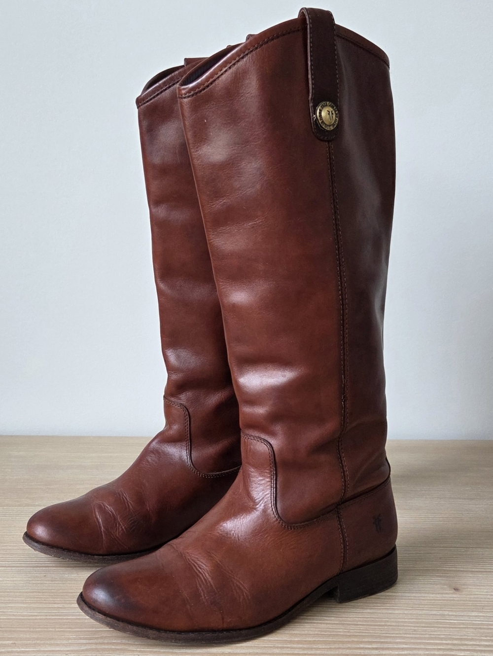 Frye Brown Melissa Button Tall Leather Riding Boots Women Size 7
